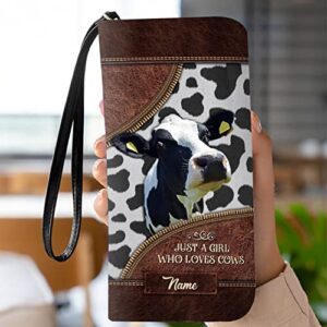 Cow Breeds, Just A Girl Who Loves Cows Leather Texture Personalized Woman Purse