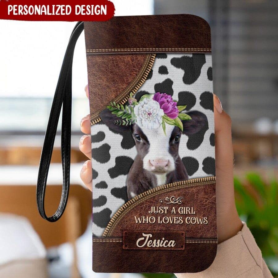 Cow Breeds, Just A Girl Who Loves Cows Leather Texture Personalized Woman Purse