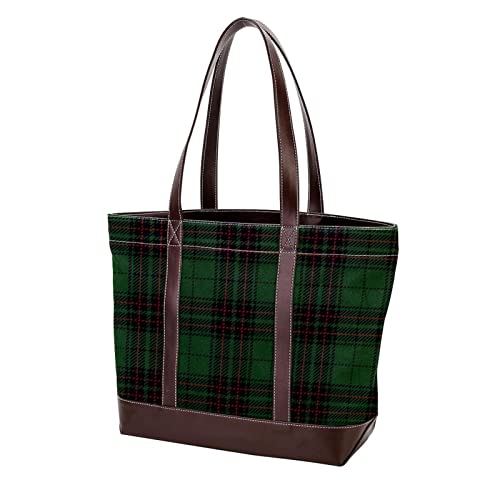 Green Buffalo Plaid Checks Black Tote Bags Large Leather canvas Purses and Handbags for Women Top Handle Shoulder Satchel Hobo Bags