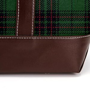 Green Buffalo Plaid Checks Black Tote Bags Large Leather canvas Purses and Handbags for Women Top Handle Shoulder Satchel Hobo Bags