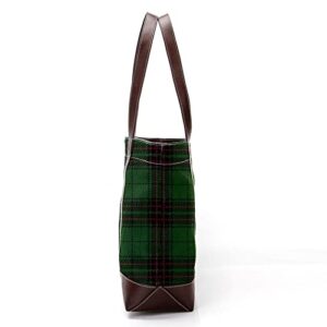 Green Buffalo Plaid Checks Black Tote Bags Large Leather canvas Purses and Handbags for Women Top Handle Shoulder Satchel Hobo Bags