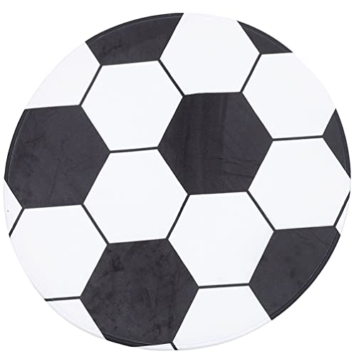 DECHOUS Round Soccer Rug Black White Football Soccer Shaped Floor Mat Decorative Door Play Area Rugs Living Room Bedroom Decor for Soccer Lovers Gift