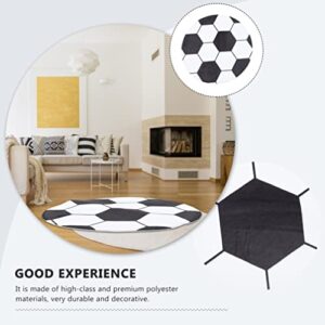 DECHOUS Round Soccer Rug Black White Football Soccer Shaped Floor Mat Decorative Door Play Area Rugs Living Room Bedroom Decor for Soccer Lovers Gift