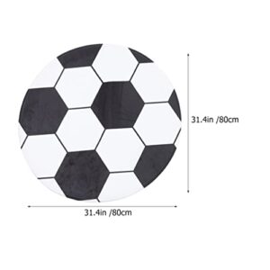 DECHOUS Round Soccer Rug Black White Football Soccer Shaped Floor Mat Decorative Door Play Area Rugs Living Room Bedroom Decor for Soccer Lovers Gift