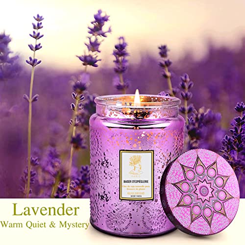 Candles, Lavender Candles Relief Scented Candle, 2 Pack 36oz Large Glass Jar Candles for Home Scented, 280 Hours Long Lasting Aromatherapy Soy Candle, Gifts for Women Mother and Friend