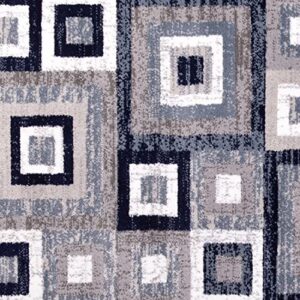 Flash Furniture Gideon Collection 2' x 7' Abstract Area Rug - Blue, Grey, and White Olefin Facing - Cotton Backing - Living Room or Bedroom