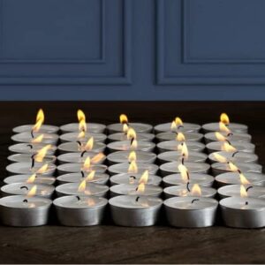 Pomp Glow Tealights (24 Pack) | White Unscented Decorative Tea Light Candles That Will Light Up Your Home, Wedding, Dinner & Any Special Occasion | Long Lasting, Smokeless, Mess Free Candles