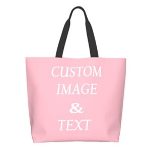 custom large tote bag,design your own shoulder bag personalized top handle satchel handbag for work travel business shopping or leisure pink