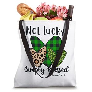 Not Lucky Simply Blessed Shamrock Christian St Patricks Day Tote Bag