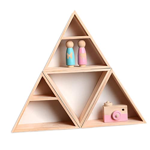 Zerodeko Wall Hanging Organizer for Wall Tool Triangle Home Living Display Pinewood Daily Decoration Hand-Made Rack Hanging Dispaly Storage Room Tier Use Shelf Wooden Bedroom Wall Mounted Shelf