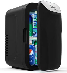 nxone mini fridge,8 can/6 liter small refrigerator,110vac/ 12v dc portable thermoelectric cooler and warmer freezer skincare desk little tiny fridge for cosmetics,foods, bedroom,dorm,office,and car