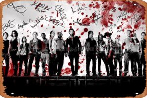the walking dead cast blood art pre signed photo print metal tin sign vintage chic art decoration wall art print poster wall decoration for garage home club bar coffee bbq shop 8 x 12 inches