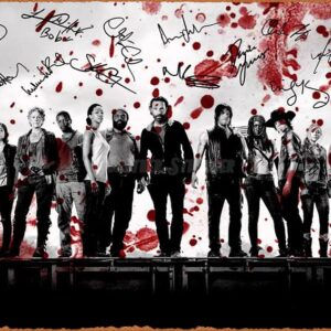 The Walking Dead Cast Blood Art Pre Signed Photo Print Metal Tin Sign Vintage Chic Art Decoration Wall Art Print Poster Wall Decoration for Garage Home Club Bar Coffee BBQ Shop 8 x 12 Inches