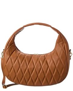 persaman new york angolene quilted leather shoulder bag, brown