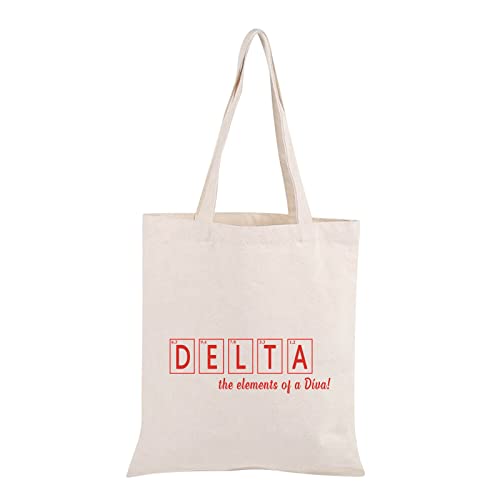 PWHAOO Sorority DST 1913 Gift Canvas Bag The Elements Of A Diva Tote Bag Greek Sorority Sister Gift (DELTA the elements TOTE)