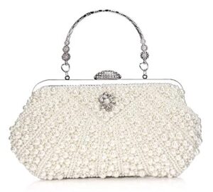 crystal floral pearl purses for women pearl bag tote bag beaded bag bridal purse evening party bag with chain wedding ivory