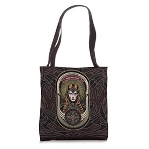norse mythology valkyrie viking shieldmaiden illustration tote bag