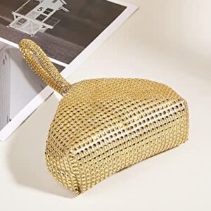 Verdusa Women's Rhinestone Evening Handbag Mini Bag Clutch Purse Gold one-size