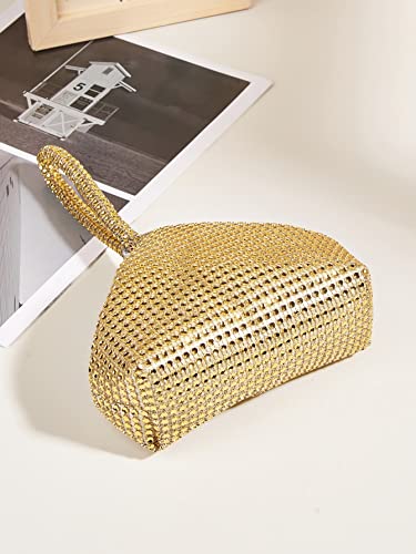 Verdusa Women's Rhinestone Evening Handbag Mini Bag Clutch Purse Gold one-size