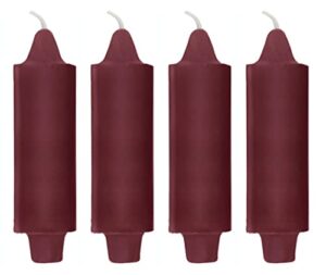4 pack coach candles unscented 5″ x 1.5″ with 7/8″ base to fit traditional candle holders including the booklet candle factoids trivia & safety guidelines made in the usa (burgundy)