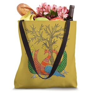 Madhubani peacocks and trees Tote Bag