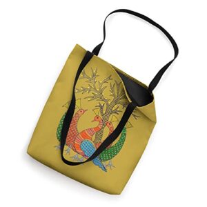 Madhubani peacocks and trees Tote Bag