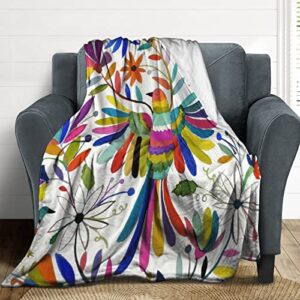 Otomi Bird Flannel Fleece Throw Blankets 50"X40" Lightweight Fluffy Winter Fall Blanket Cozy Soft Fuzzy Plush Home Decor for Couch Bed Sofa Bedroom Living Room Travel