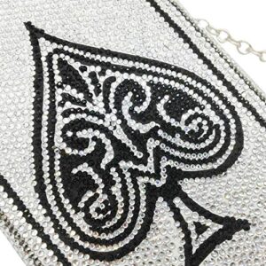 DDQYYSPP Novelty Poker Card Queen Evening Bags and Clutches for Women Crystal Clutch Bag Rhinestone Handbags Party Purse