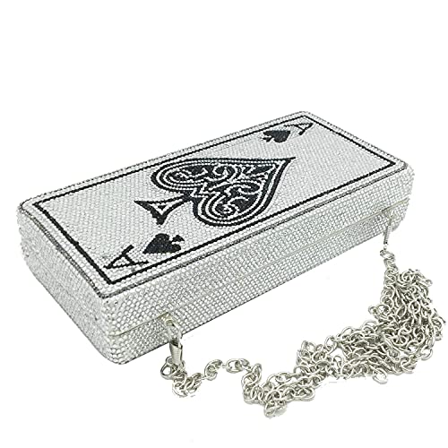 DDQYYSPP Novelty Poker Card Queen Evening Bags and Clutches for Women Crystal Clutch Bag Rhinestone Handbags Party Purse