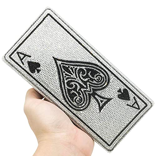 DDQYYSPP Novelty Poker Card Queen Evening Bags and Clutches for Women Crystal Clutch Bag Rhinestone Handbags Party Purse