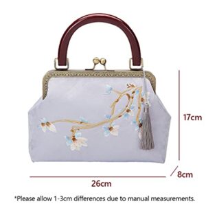 ZLXDP Traditional Embroidery Bag Chinese Tassel Handbag Women's Cheongsam Bag Hanfu Dinner Handbag (Color : D, Size : 26cmx17cmx8cm(LxHxW))