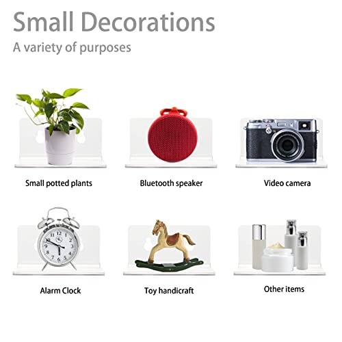 Acrylic Small Adhesive Wall Shelves,Mini Floating Shelves,Acrylic Display Shelves,Ledges for Pop Figures,Plant,Picture Photo Modern Wall for Bedroom Decor Living Room Wall Mounted - Clear