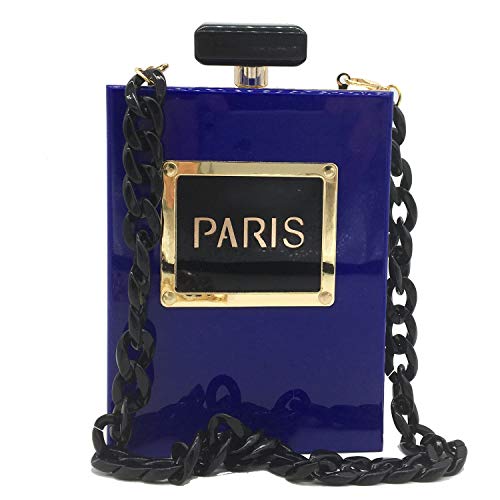 DDQYYSPP Black Paris Perfume Shape Women Acrylic Box Clutch Evening Bags Party Purses Cocktail Handbags