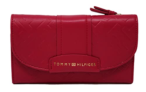 Tommy Hilfiger Women's Red Logo Debossed Checkbook Wallet Clutch Bag