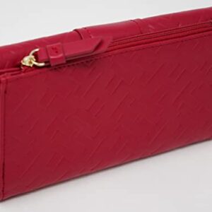 Tommy Hilfiger Women's Red Logo Debossed Checkbook Wallet Clutch Bag