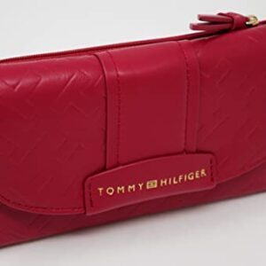 Tommy Hilfiger Women's Red Logo Debossed Checkbook Wallet Clutch Bag