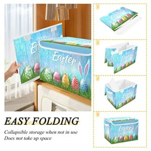 senya Easter Storage Baskets Collapsible Storage Bins with Lids, Happy Easter Bunny Eggs Storage Boxes Clothes Baskets for Organizing