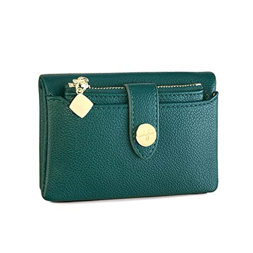 PofeeXIO Wallets for Women with Removable Card Sleeve Coin Purse Compact Bifold Small Wallet for Women Rfid Ladies Wallet Leather Billfold Womens Wallet Small (Green)