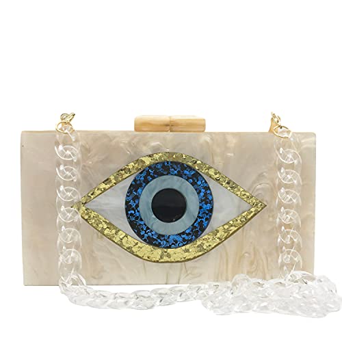 DDQYYSPP Acrylic Evil Eye Purse Women Box Evening Bags and Clutches Chain Shoulder Crossbody Handbag