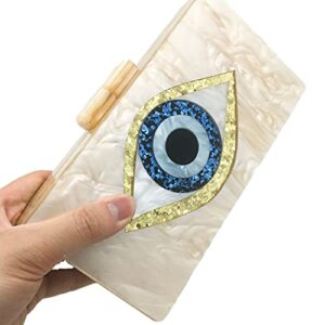 DDQYYSPP Acrylic Evil Eye Purse Women Box Evening Bags and Clutches Chain Shoulder Crossbody Handbag