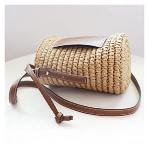 LIUZH Round Tote Round Barrel Woven Crossbody Bag Handbags Women Beach Bag Women