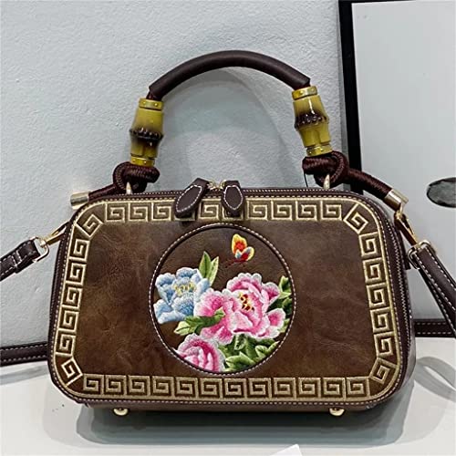 ZLXDP Handbag Women's Summer Retro Chinese Style Messenger Shoulder Bag (Color : Gray, Size : 28cm-10cm-16cm)