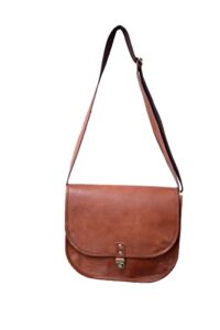 deenit’s brown full grain genuine leather sling bag handmade womens stylish crossbody small bag (9x11x3)