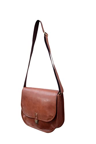 DEENIT'S Brown Full Grain Genuine Leather Sling Bag Handmade Womens stylish Crossbody Small Bag (9x11x3)