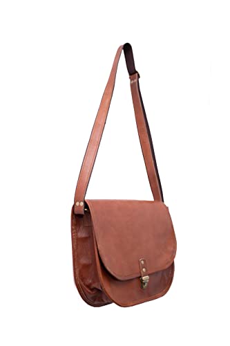 DEENIT'S Brown Full Grain Genuine Leather Sling Bag Handmade Womens stylish Crossbody Small Bag (9x11x3)