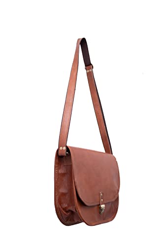 DEENIT'S Brown Full Grain Genuine Leather Sling Bag Handmade Womens stylish Crossbody Small Bag (9x11x3)