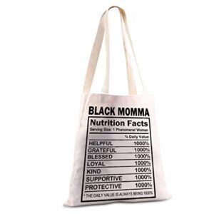 jxgzso black mom nutrition facts tote bag melanin mother gift african american gifts for women (black momma tote)