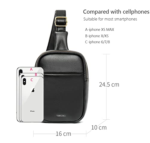 Small Crossbody Sling Bag Fanny Faux Leather Cell Phone Purse chest bag Fanny Packs for Women Men Teen Girls fashionable-black