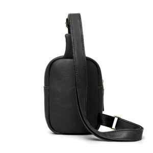 Small Crossbody Sling Bag Fanny Faux Leather Cell Phone Purse chest bag Fanny Packs for Women Men Teen Girls fashionable-black