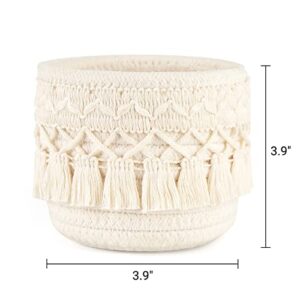 Mkono 4 Pcs Macrame Storage Baskets Boho Decor Box Makeup Brush Holder Organizer